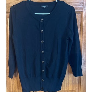 Women's PREMISE Black Gold Button Cardigan Sweater S